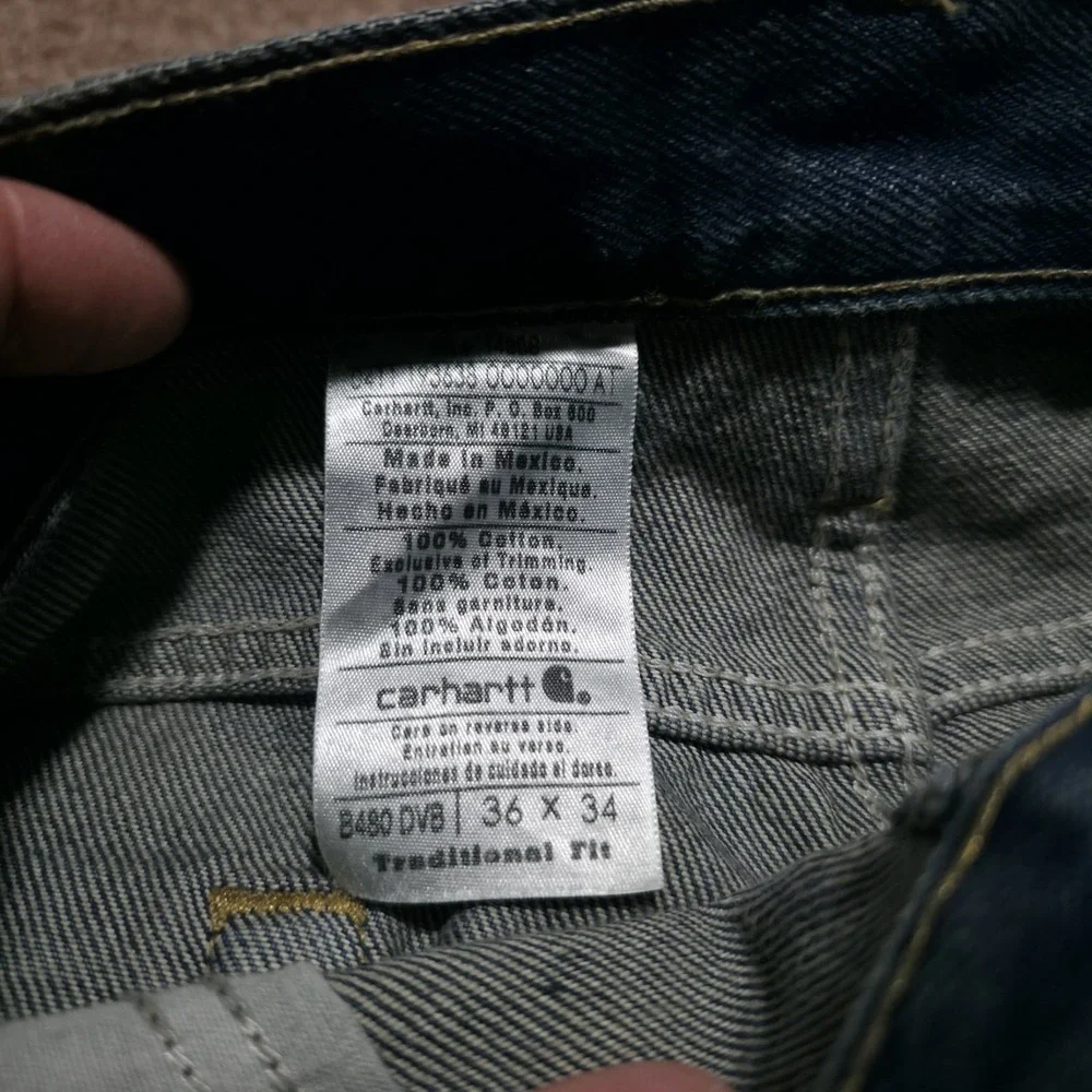 Carhartt B480 Blue Denim Jeans Size 36 x 34‎ Traditional Fit Striaght Leg New